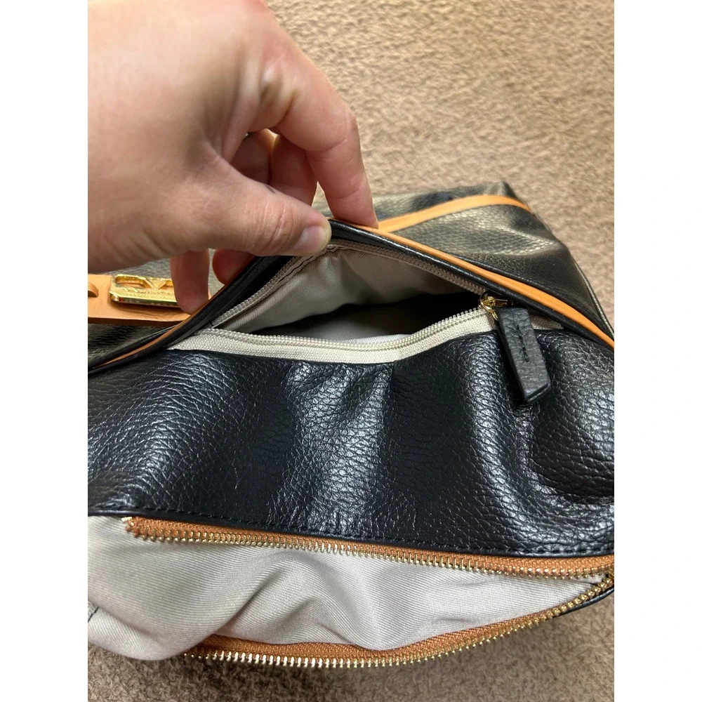 Valentina Italian Black Leather Convertible Backpack Shoulder Bag Gold Hardware